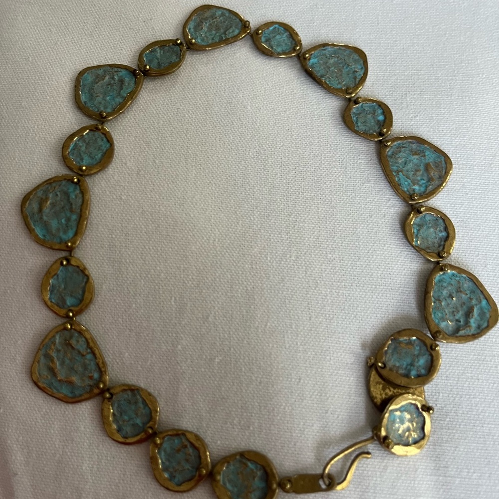 Gold and Blue Stone Necklace